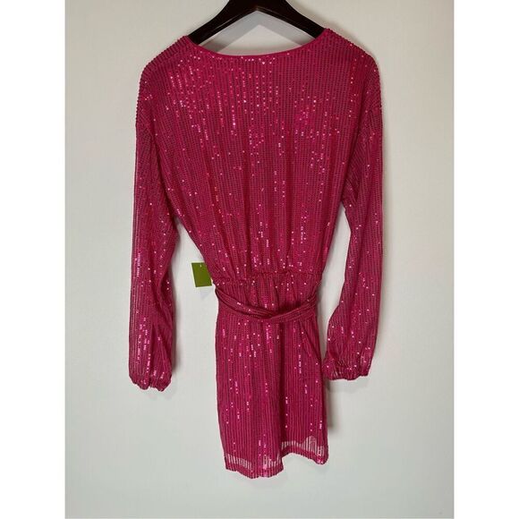 Fuchsia sequin long sleeve dress - Picture 10 of 11